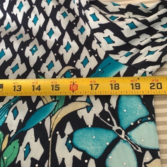 Chico’s light jacket, Greens, blues & white pattern Size1 #079 - Picture 8 of 9